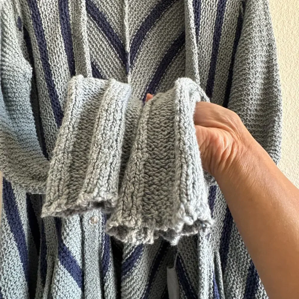 Free People Circle Back Cardigan Blue XS Striped Draped Knit Sweater